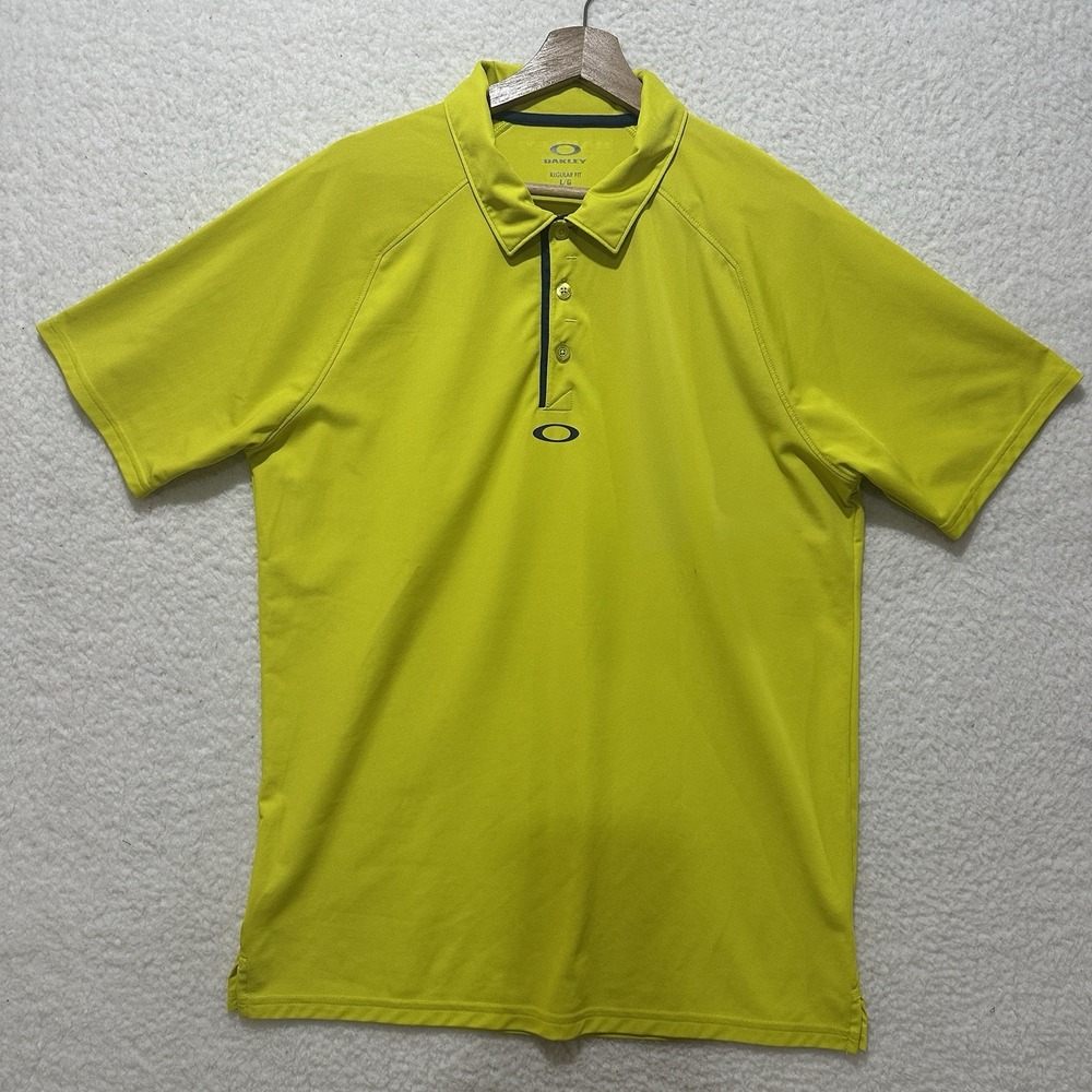 Oakley Hydrolix Regular Fit Golf Shirt Men's Bright Yellow Polo Size Large